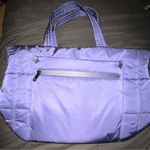 Victoria's Secret SIGNATURE- THE LIVE ON POINT BLUE NYLON PUFFER TOTE BAG New